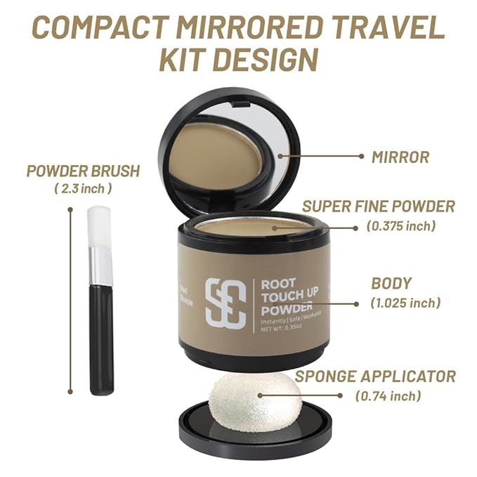 SOVONCARE Instantly Hairline Powder, Hairline Shadow Gray Hair Coverage Touch Up Hair Powder for Thinning Hair for Women Hair Root Touch Up Powder Hair Root Cover Up Conceals Hair Loss Dark Black