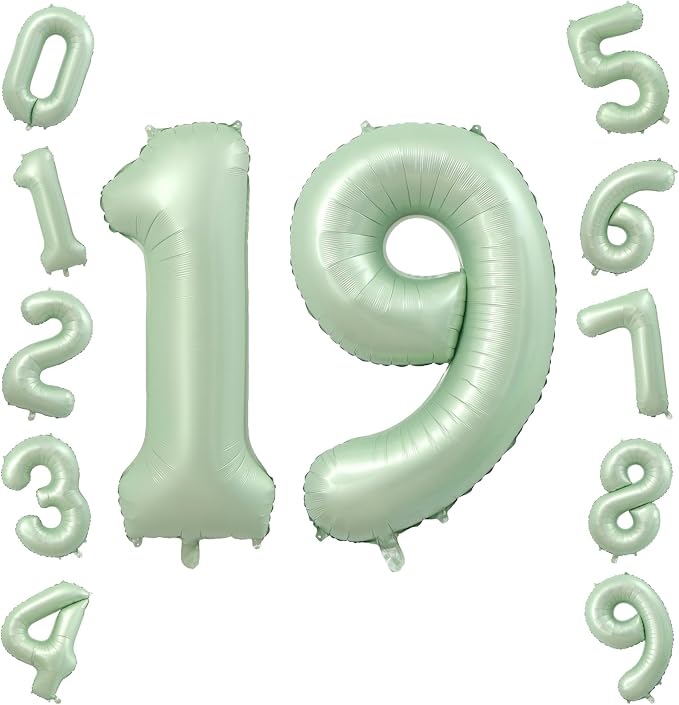 40 Inch Olive Green Number 19 Balloon by TNCDJKPA