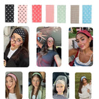 Polka Dot Headband,Stripe Head Bands 5 Pack Non Slip Soft Fabric Elastic for Girls Daily Heart Cute Hairbands, Fashion Striped Headbands for Women