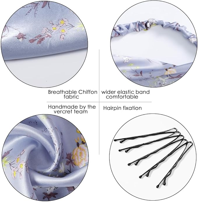 6 Pack Hair Scarf Headband for Women Elastic Bandana Head Scarf Large Boho Triangle Kerchief with Clips Non Slip Scarves