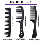 6PCS Large Wide Tooth Comb Set Detangling Shower Hair Comb Professional Carbon Fiber Cutting Comb for Women&Men's Wet Dry Curly Long Hair Anti Static Heat Resistant Comb Reduce Hair Loss and Breakage
