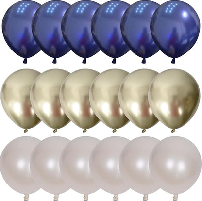 Navy Blue and Gold Balloons, 12 Inch Dark Blue and Gold Double Stuffed Pearl - Image 8