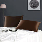ZIMASILK 100% Pure Mulberry Silk Pillowcase for Hair and Skin Health,Soft and Smooth,Both Sides Premium Grade 6A Silk,600 Thread Count,with Hidden Zipper,1pc(Standard 20''x26'',Chocolate)
