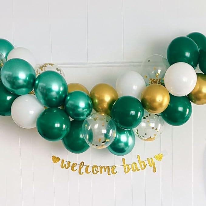 Metallic Green Gold Balloons, 60 Packs 12 Inch Dark Green White Gold Latex - Image 6