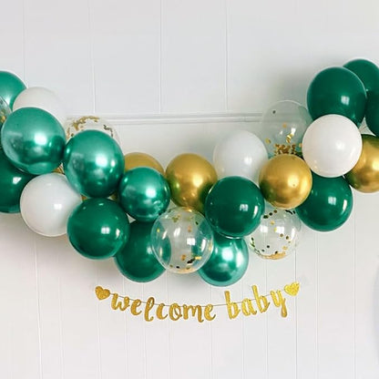 Metallic Green Gold Balloons, 60 Packs 12 Inch Dark Green White Gold Latex - Image 6