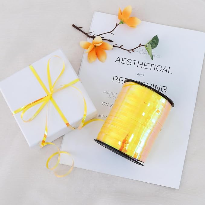 TONIFUL 500 Yards Iridescent Yellow Curling Ribbon Balloon String | Iridescent - Image 4