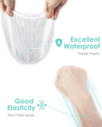 Auban 100PCS Disposable Shower Caps, Hair Cap Large Plastic Clear Thick Waterproof Bath Caps For Women, Hotel Travel Essentials Accessories Deep Conditioning Hair Care Cleaning Supplies(17.3")