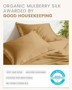 THXSILK Set of 2 Silk Pillowcase for Hair and Skin, 100% Mulberry Silk Bed Pillowcase Ultra-Soft, Hypoallergenic Soft Breathable Silk Pillow Case with Hidden Zipper, Body Size 20"x54", Metallic Gold