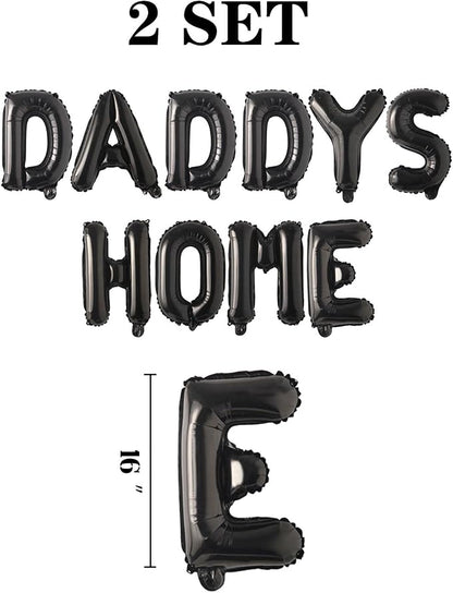 2 Set 20Pcs Black DADDYS HOME Letter Balloons 16in Balloon Foil Letter - Image 2