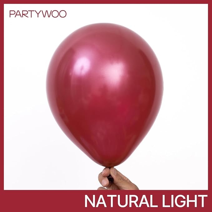 PartyWoo Pearl Burgundy Balloons 140pcs Dark Red Maroon Color | Different Sizes - Image 2
