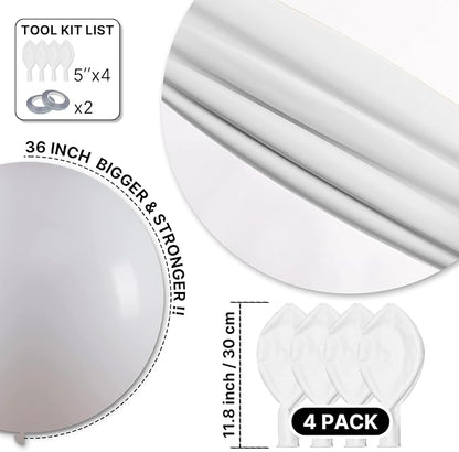 PartyWoo White Balloons 4pcs Matte 36 Inch Large Jumbo Giant Latex Balloons | - Image 6