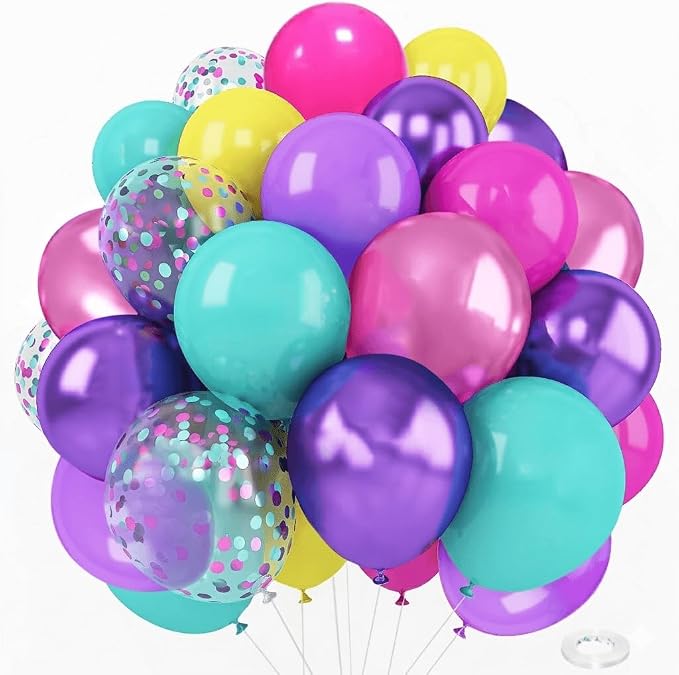 Purple Pink Blue Confetti Balloon, Birthday Balloons Party Decorations- 12in by Kiwayo