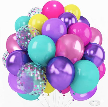 Purple Pink Blue Confetti Balloon, Birthday Balloons Party Decorations- 12in by Kiwayo