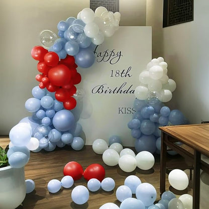 MEBAY Dusty Blue Gray Red Silver Balloon Arch Kit - Image 5