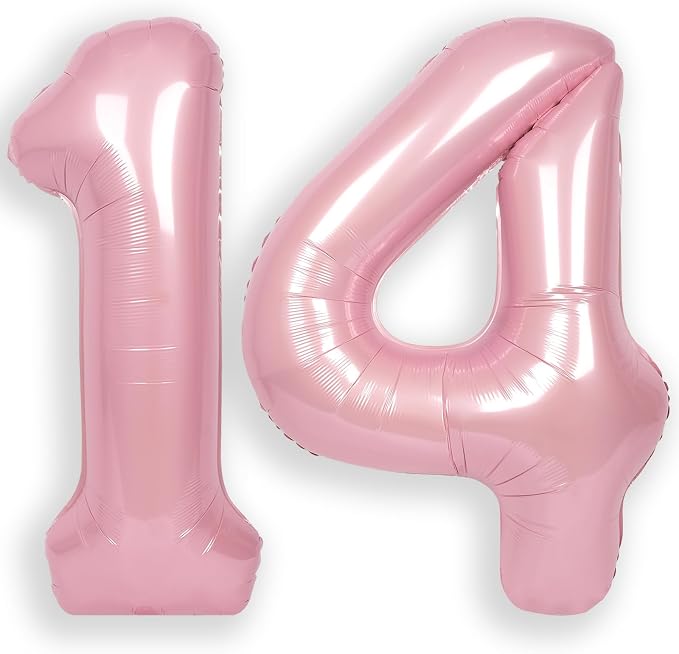 RainbowQ Pink 14 Balloon Number 40 Inch 0-40 Foil Large Balloons | Big Mylar 14 by RainbowQParty