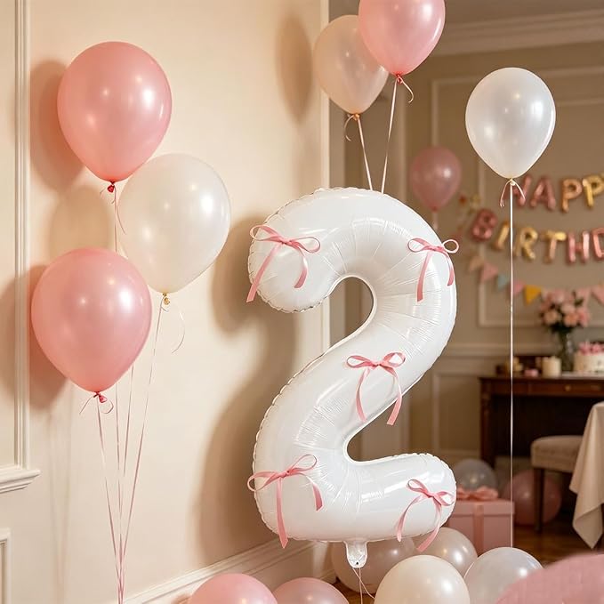 32 Inch White Number Foil Balloon - Image 3