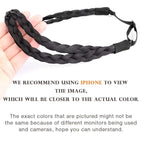 DIGUAN Double Three Strand Synthetic Hair Braided Headband Hairpiece Extension Women Girl Beauty accessory (Natural Black)