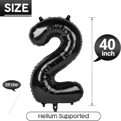 2 Balloon - Black Birthday Number Balloons, 40 Inch Decorations Men Women | - Image 5