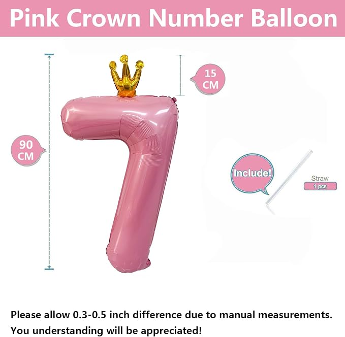 40 inch Pink Number 7 Balloon - Image 2