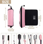 GNEGNI Hair Tools Travel Bag with Heat Resistant Mat, 2-in-1 Portable Hot Tools Organizer fits Curling Iron, Straightener & Hair Accessories, Travel Vacation Essentials(Blue/Pink) (Pink)