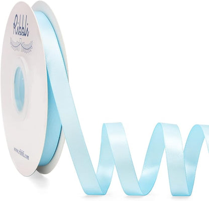 Ribbli Light Blue Satin Ribbon Double Faced Satin 1/2 inch x Continuous 50 by Ribbli
