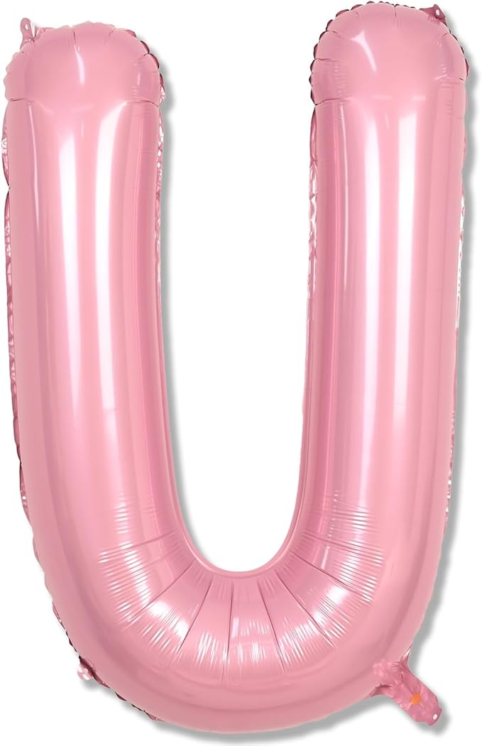 40 Inch Pastel Pink Letter Balloon U, Giant Custom Alphabet U Foil Balloon Baby by Lingqiang