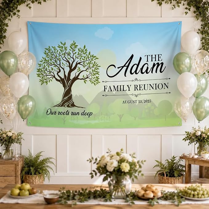 Custom Family Reunion Party Banner Tree Design Customized - Image 4
