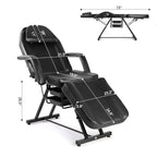Artist hand Facial Tattoo Chair Massage Bed Salon Lash Chair for Eyelash Extensions Tattoo Table Salon Chair with Trays (Black 1)