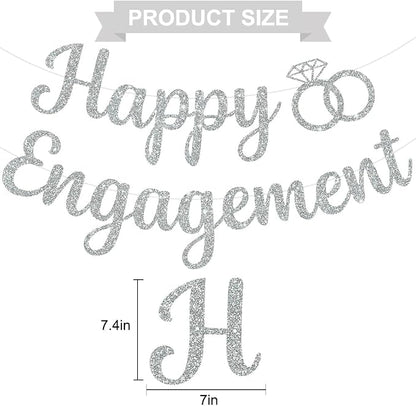 BEISHIDA Glitter Happy Engagement Banner-No DIY, Engagement Party Decorations - Image 2