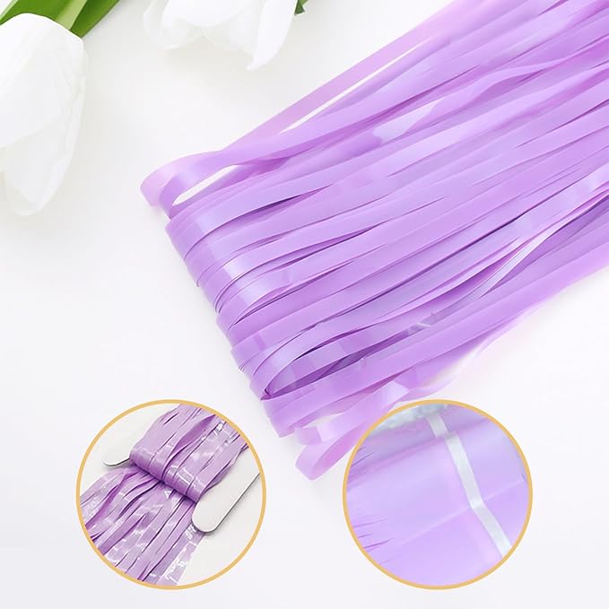 10 Pack Purple Foil Curtain Backdrop 3.2ft x 8.2ft Macaron Tinsel Foil Fringe - Image 4