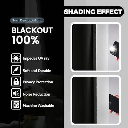 Yakamok 100% Blackout Curtains Ombre Black Curtains - Image 4