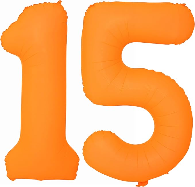 Orange Birthday Number 15 Balloon 40IN Fluorescent Orange 51 Balloon | by YOIOZAIZAI