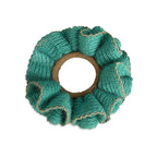 2 Pcs Soft Fabric Scrunchies for Hair,3.9 inch Medium Elastic Hair Ties Ropes Crochet Knit Silky Scrunchie for Women-Green