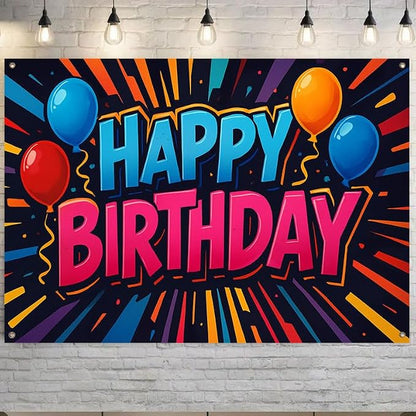 Happy Birthday Decorations Banner 71x43 Inch, Large Birthday Party Backdrop Sign - Image 5