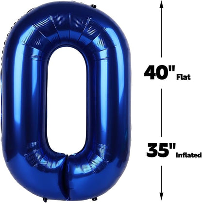 Night Blue Number 0 Balloon 40 inch, 0th Birthday Party Balloons Decorations | - Image 2