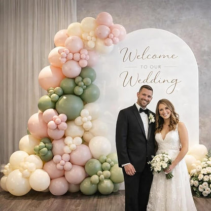 Sage Green Pink Balloons, Blush Sand White Balloon - Image 5