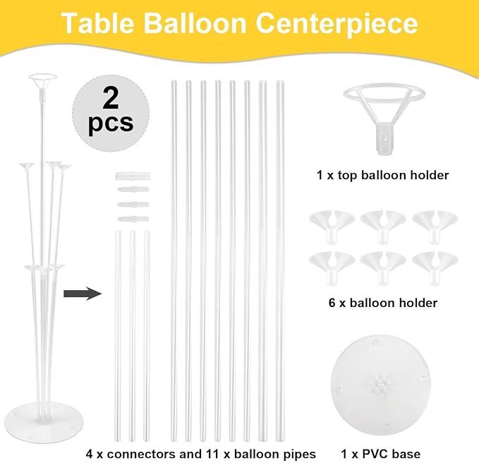 Balloon Column Kit Set of 2, 2 Set Balloon Table Stands, 6.56 Ft Reusable Metal - Image 3