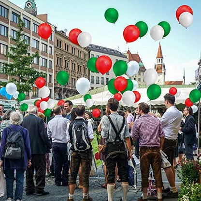 TecUnite 100 Pcs Red Green White Latex Balloons 13 Inch Colorful Round Balloons - Image 5