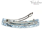 French Amie Long Rectangle Large 4” Gray Magma Handmade Celluloid Automatic Hair Clip Barrette (Gray Magma)