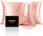 INFIIXSO Mulberry Silk Pillow Case King Size, Silk Pillowcase with Hidden Zipper 20"x36", Extraordinary Smooth and Soft Pillow Cases for Hair and Skin(Rose Pink, 1 Pack)