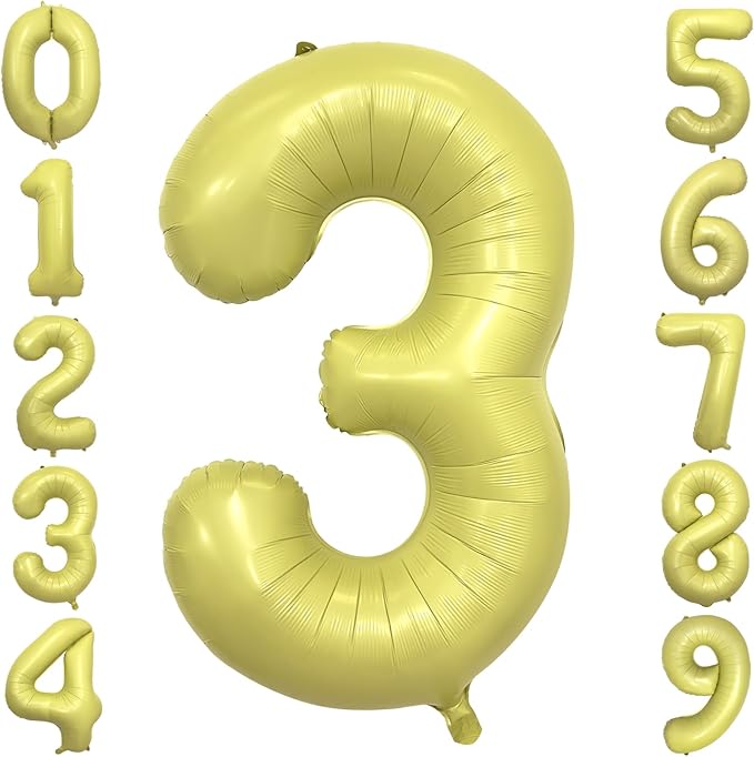 Pastel Yellow Number 3 Balloon 40 Inch Light Yellow Foil Number Balloons 3rd by cocodino