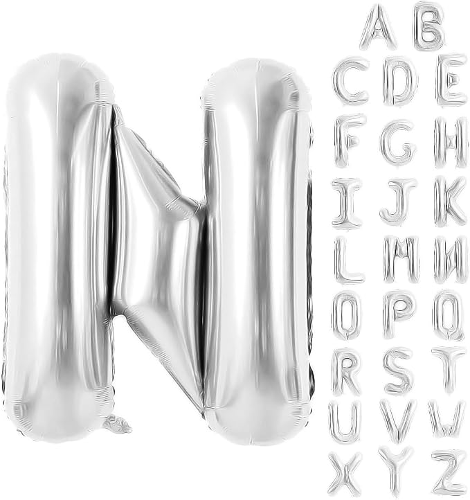 Silver Letter Balloons 40 Inch Large Alphabet Balloon Letter N | Foil Mylar Big by YUNSHANGMO