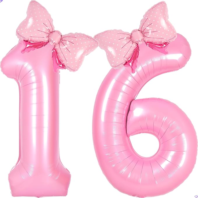 Pink Sweet 16 Balloon Numbers Pink Birthday Decorations by Unknown