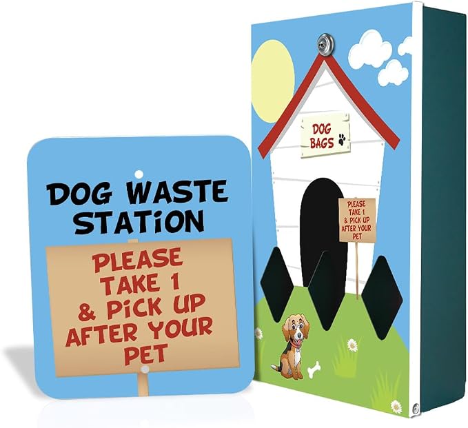 Zero Waste USA - DISPENSE-ART™ Roll Bag Dispenser & Sign - Dog House | by ZEROWASTEUSA