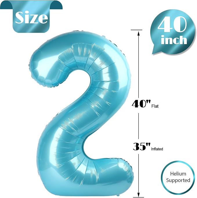 Pearl Blue Number 2 Balloon 40 Inch - Image 5