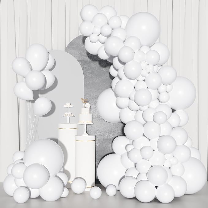 Ouddy Party 129Pcs Matte White Balloons Different Sizes 18 12 10 5 Inch | 6Pcs - Image 7