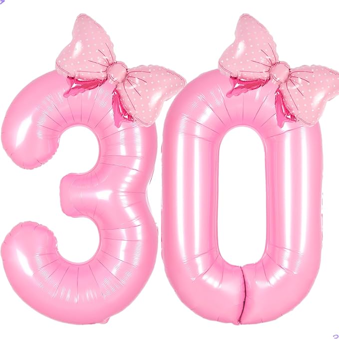 Pink Coquette Birthday Decorations 30 Balloon Numbers by Unknown