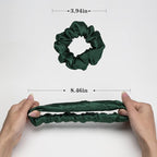 Silk Scrunchies for Hair 100% Mulberry Silk Hair Ties 3 Pack(Black, Navy Blue, Emerald)
