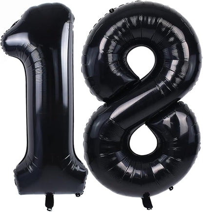 TONIFUL 40 Inch Black Number 18 Balloon Large Foil 18th Birthday Decoration | by TONIFUL