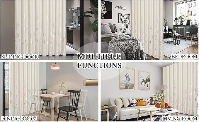 Cream Beige Curtain for Sliding Door 100W x 96L Inch Long Elegant Luxury Silver - Image 9